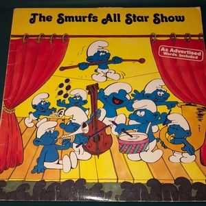 Vintage THE SMURFS ALL STAR SHOW w Inner LYRIC Sleeve Cover 1981 Vinyl RECORD